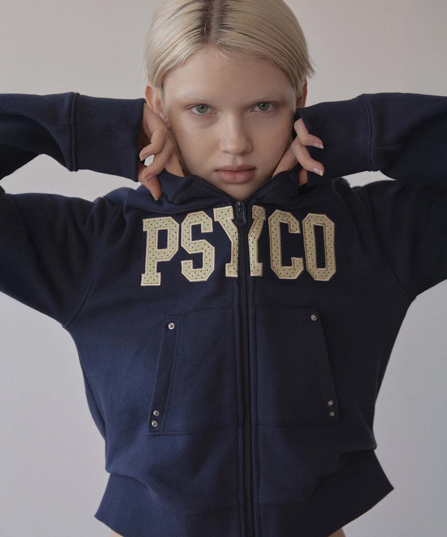 MUSINSA | SCULPTOR Cottage Zip-Up Hoodie Navy