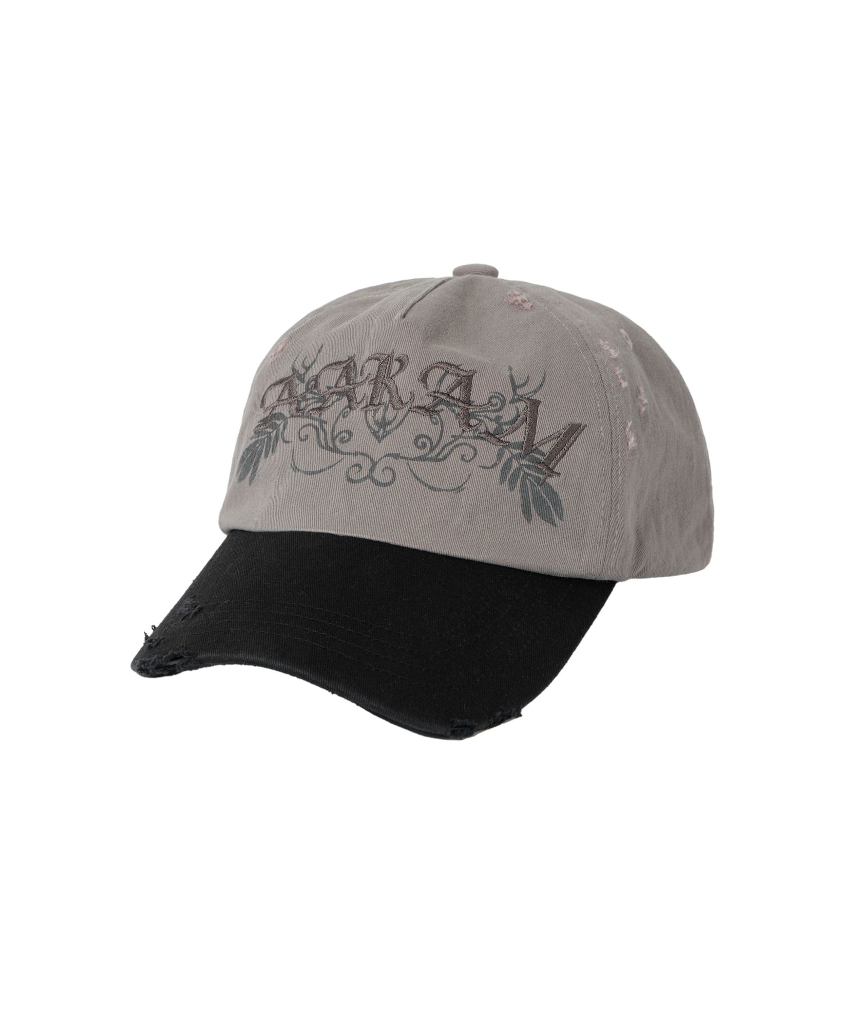 MUSINSA | AAKAM VTG Washed Damage Ball Cap (Black)