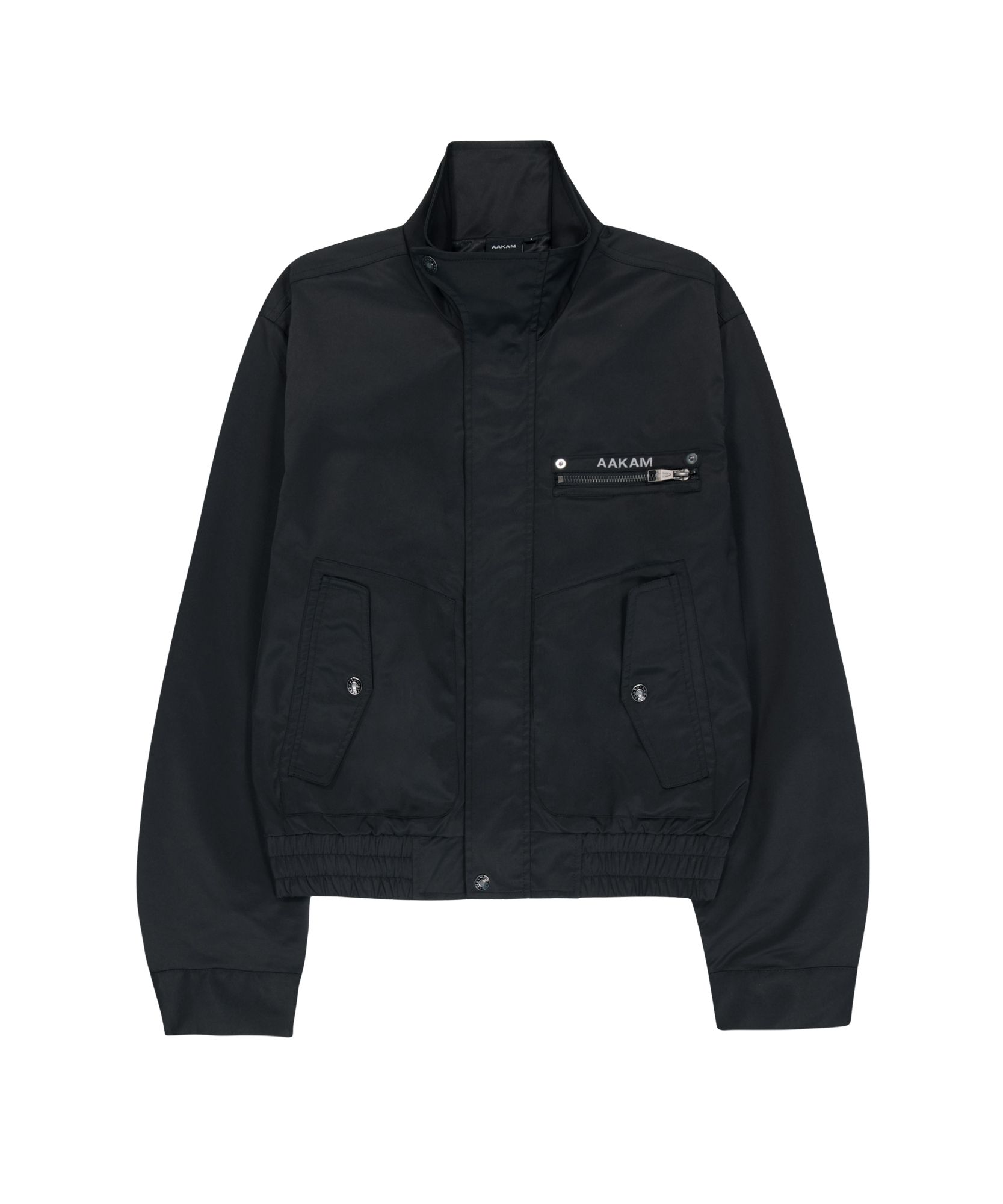 MUSINSA | AAKAM High-Neck Button Jacket (Black)