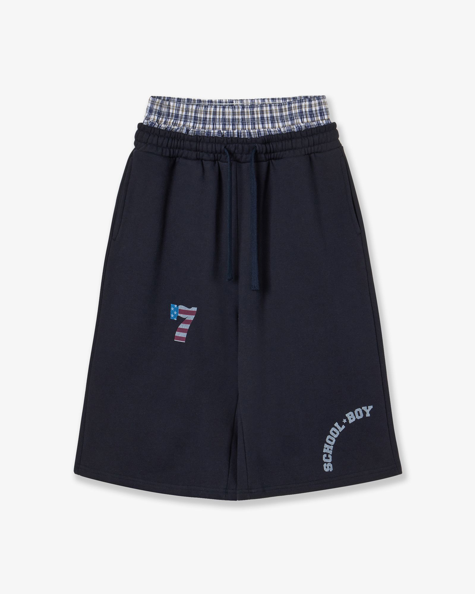 MUSINSA公式 | AEAE TRUNK LAYERED SWEATSHORTS [NAVY]