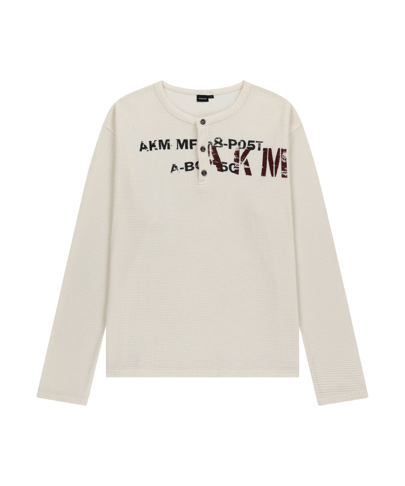 MUSINSA | AAKAM Waffle Henry Neck Long Sleeve (Ivory)