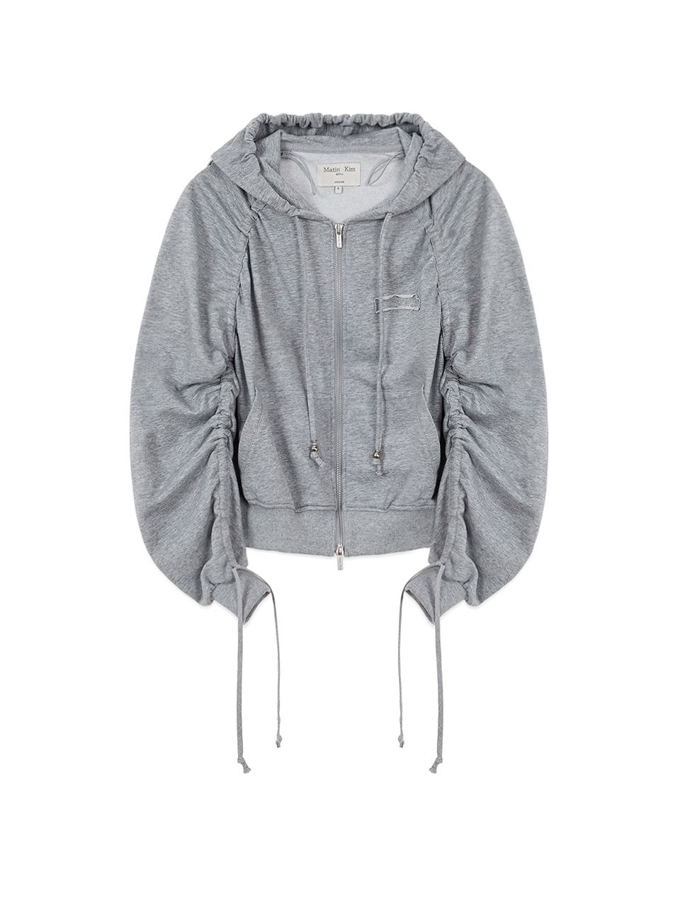 MUSINSA公式 | MATIN KIM SLEEVE STRING DETAIL HOODY ZIP UP IN GREY