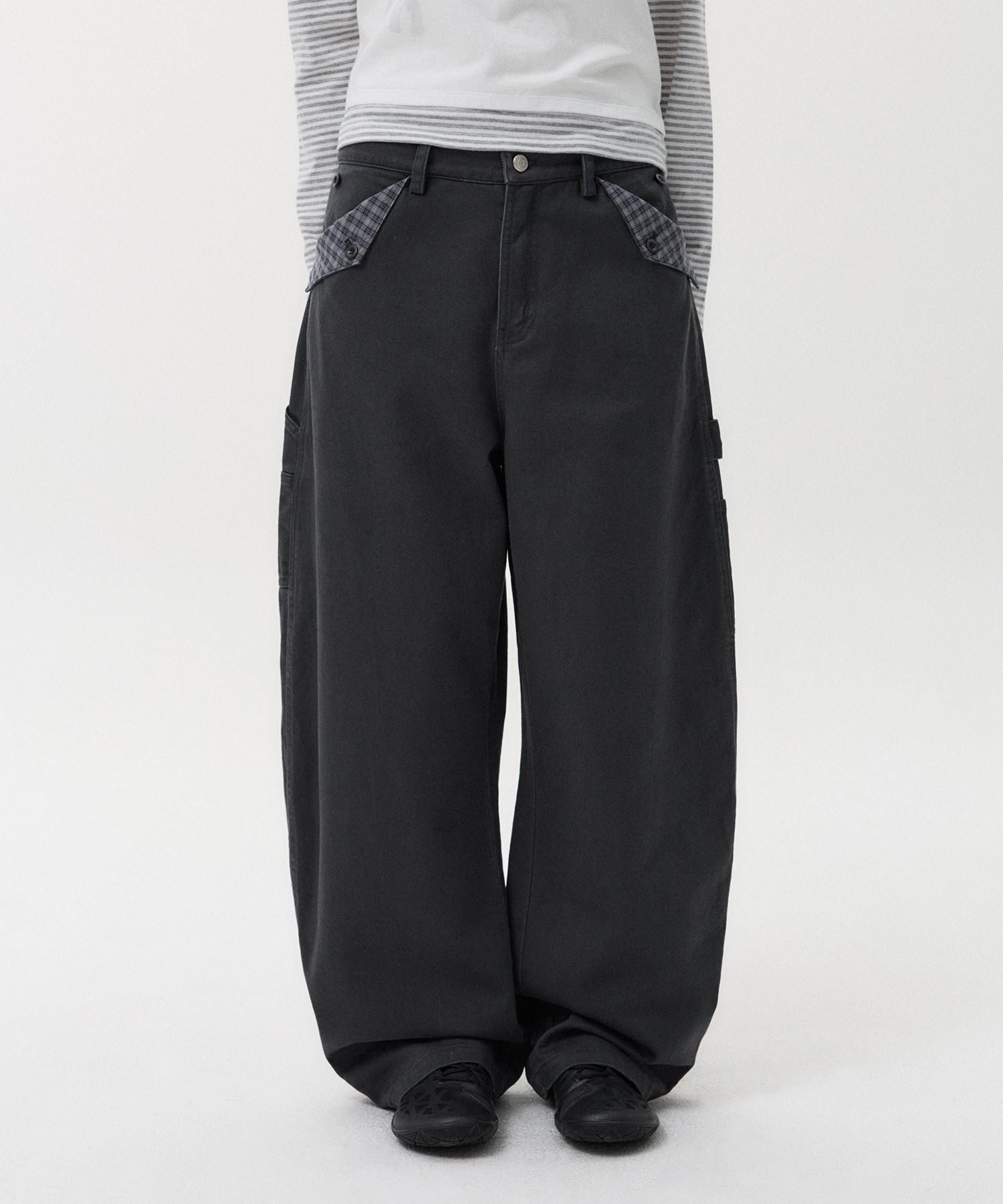 MUSINSA公式 | OHESHIO CHECK POCKET CARPENTER PANTS, CHARCOAL
