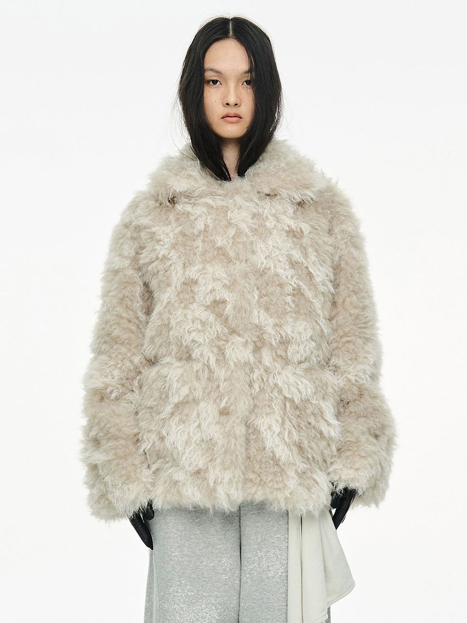 MUSINSA公式 | CERRIC MIXED FUR JACKET / IVORY