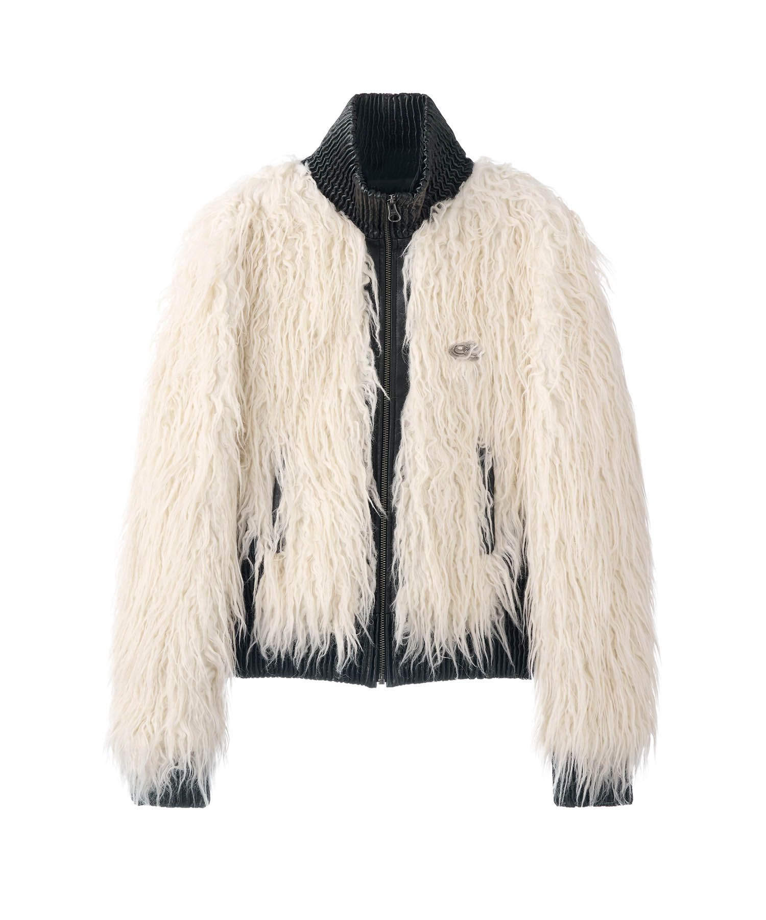 MUSINSA | SCULPTOR Faux Mongolian Shearling Jacket Natural