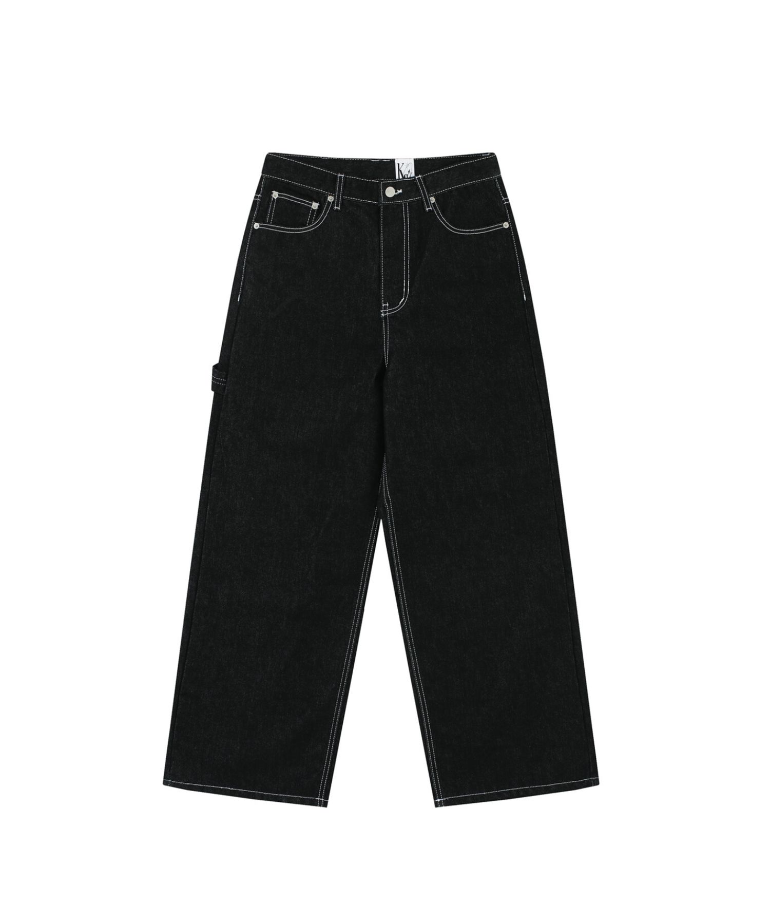 MUSINSA公式 | KASHIKO Embroied Nonfade Denim Pants Black