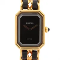 シャネル プルミエールL H0001 GP GP×革 QZ ブラック文字盤 A4141666