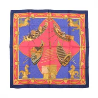 エルメス カレ90 Reve de Corail 珊瑚の夢 スカーフ シルク ブルー