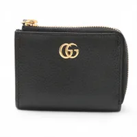 グッチ GGマーモント 456118 PVC×レザー キーケース ブラック×ベージュ