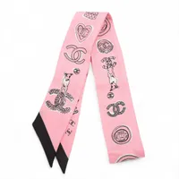 シャネル ヘアバンド 23P スカーフ シルク ピンク ココマーク ZZ024462