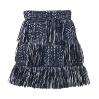 エルメス ウール×モヘヤ スカート 38 レディース ネイビー セリエ金具