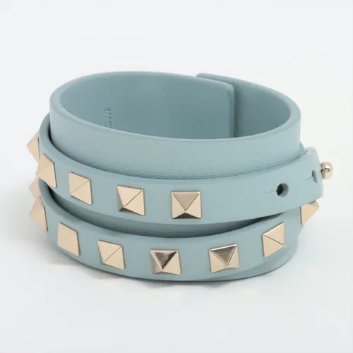 ヴァレンティノ ロックスタッズ レザー ブレスレット ブルー AB