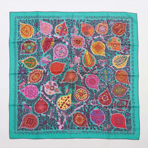 エルメス カレ90 L'Arbre de Vie 生命の木 シルク スカーフ グリーン