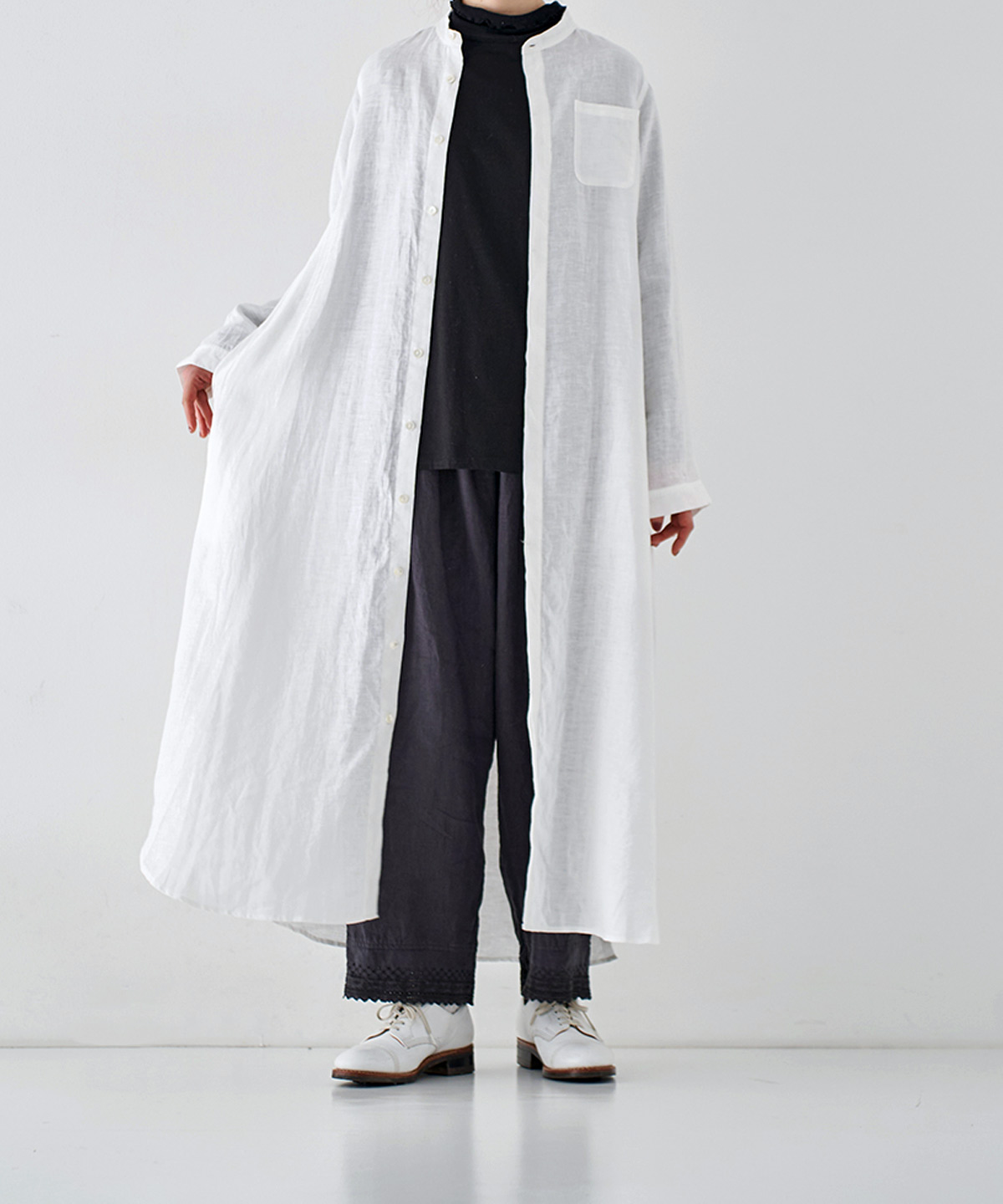 リネンバンドカラーシャツワンピース｜nest Robe / CONFECT ONLINE SHOP