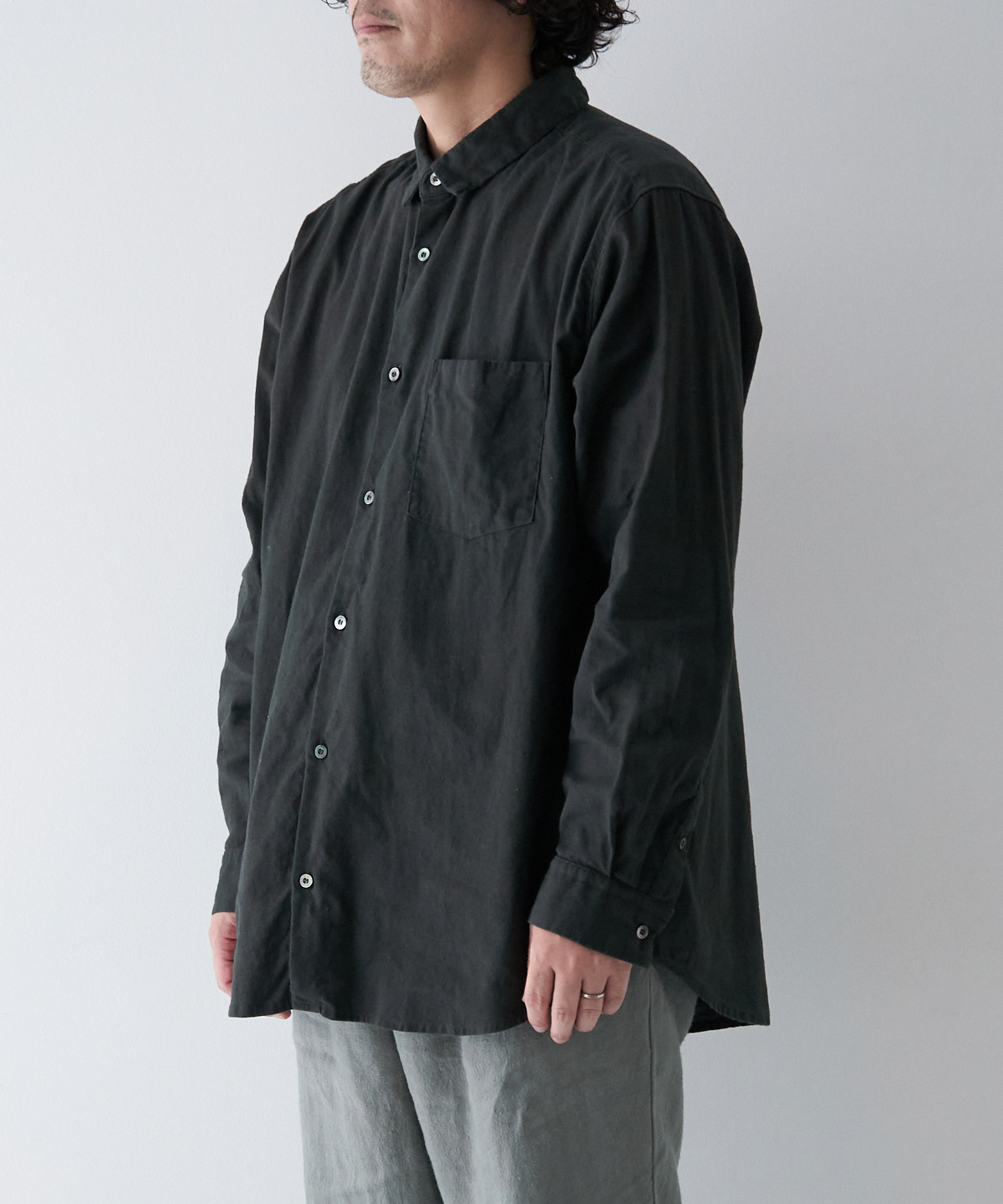 UpcycleLino] 起毛リネン レギュラーカラーシャツ｜nest Robe