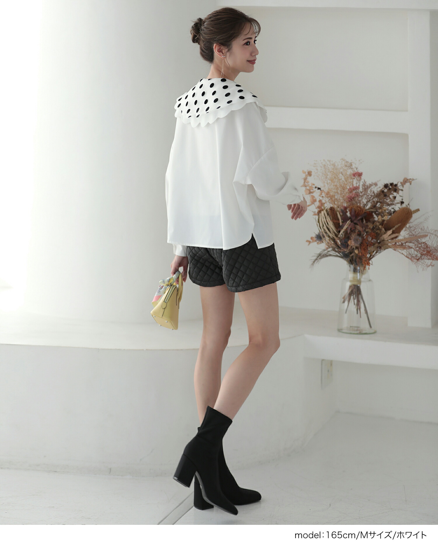 50％OFF【5990円→2995円】□ドットカラーブラウス スカラップ襟