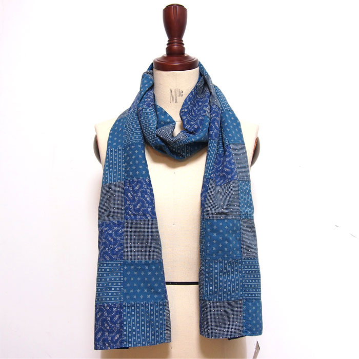 ラルフローレン ダブルアールエル パッチワーク インディゴ ストール