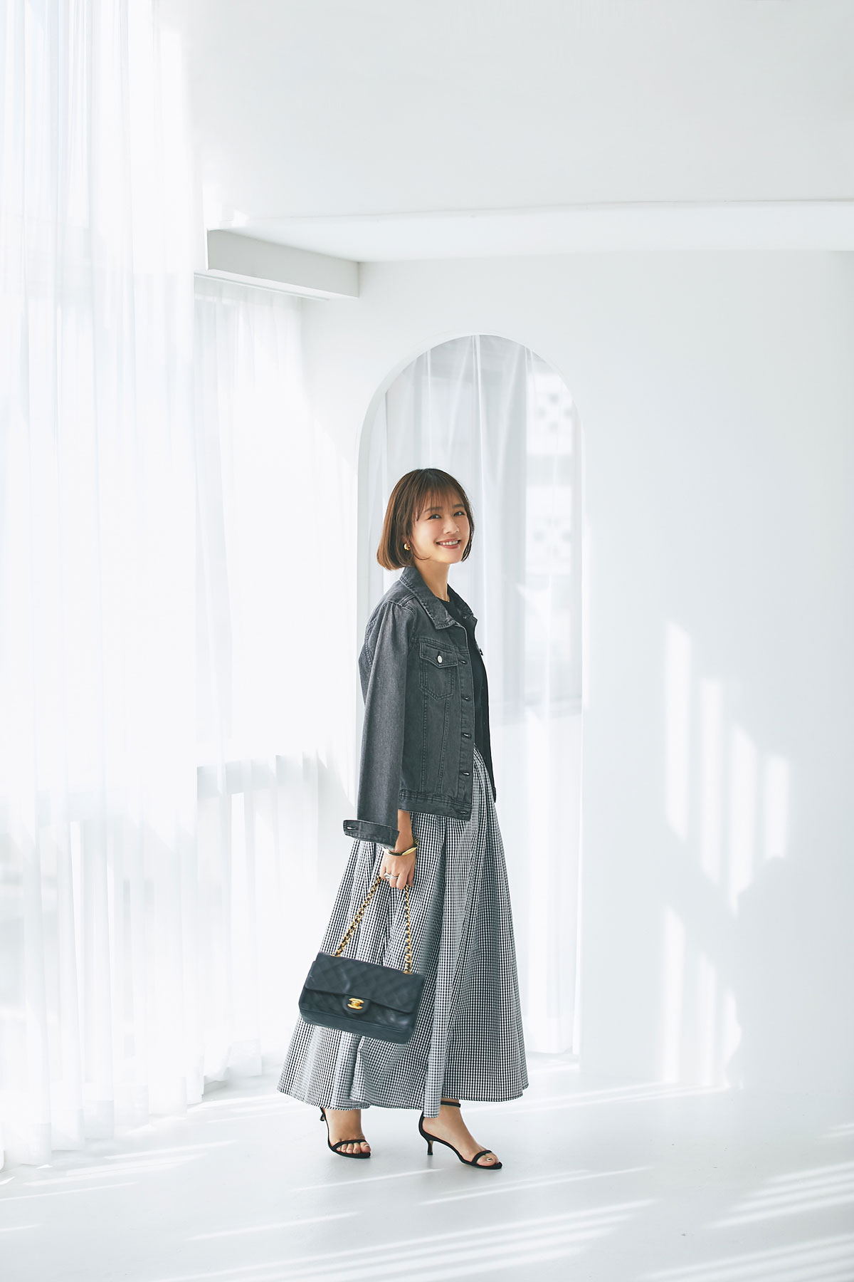 ギンガムチェックギャザースカート