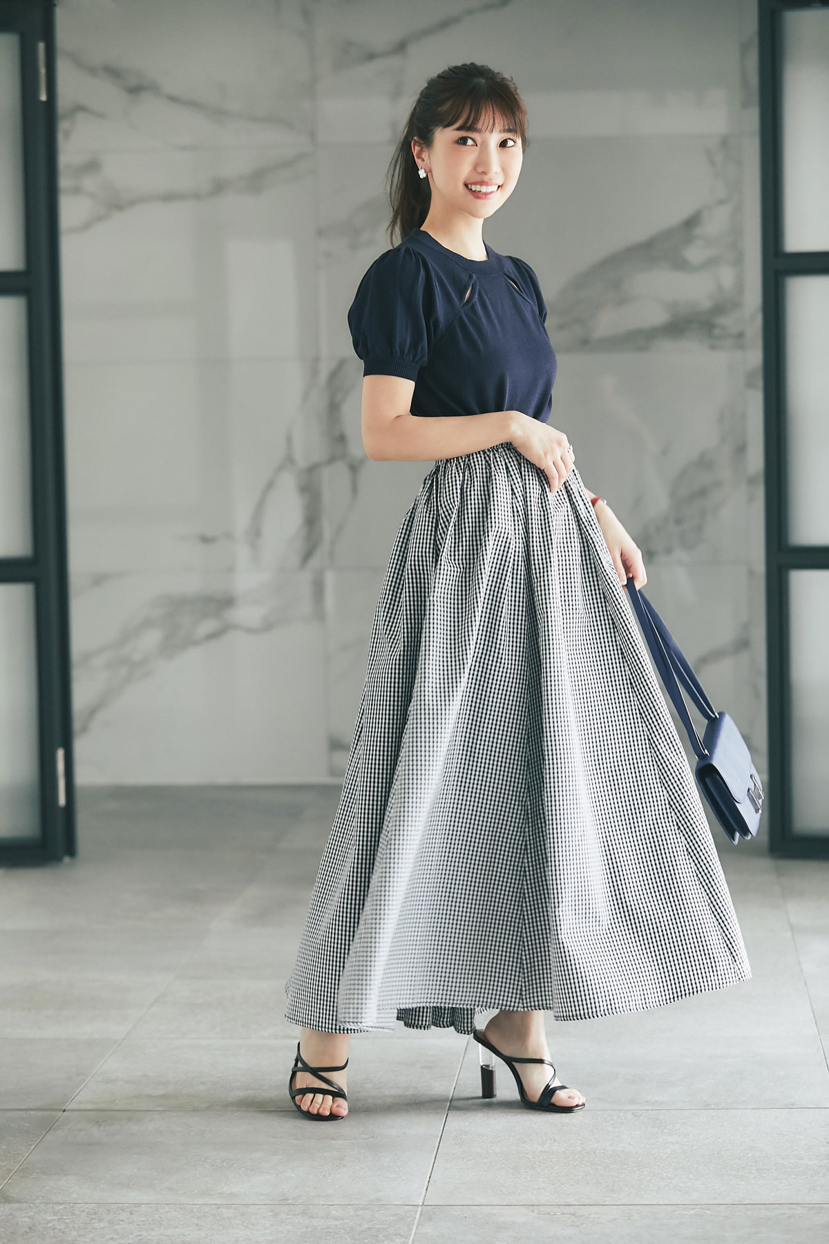 ギンガムチェックギャザースカート