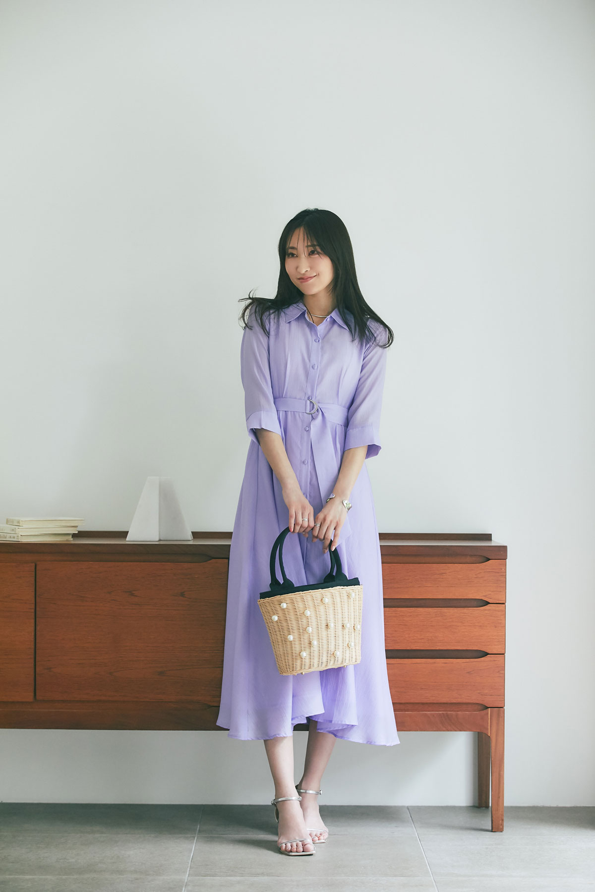 Nanaさん着用】シアーサテンシャツワンピース