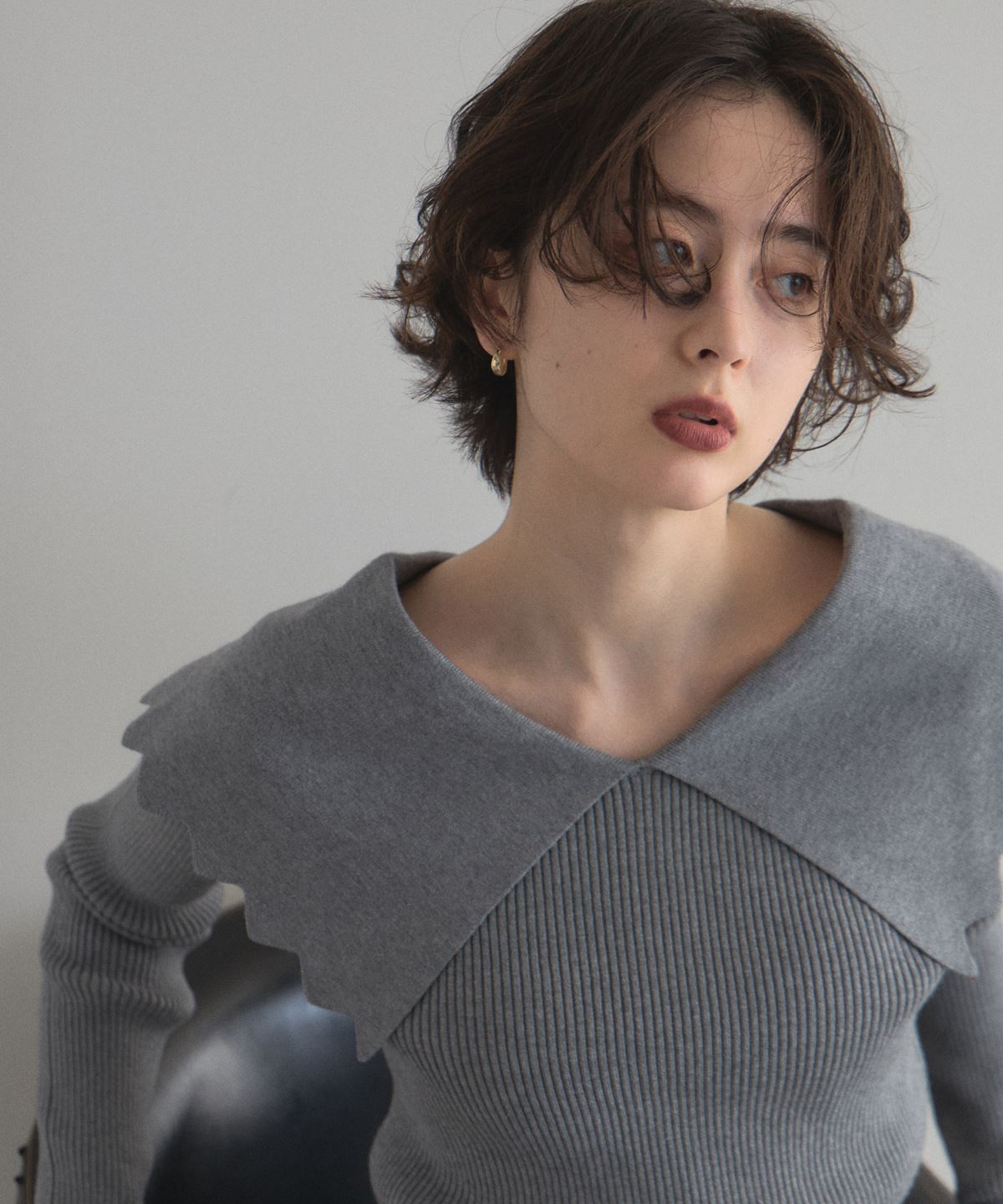 WEB限定】ビックカラーリブニットトップス