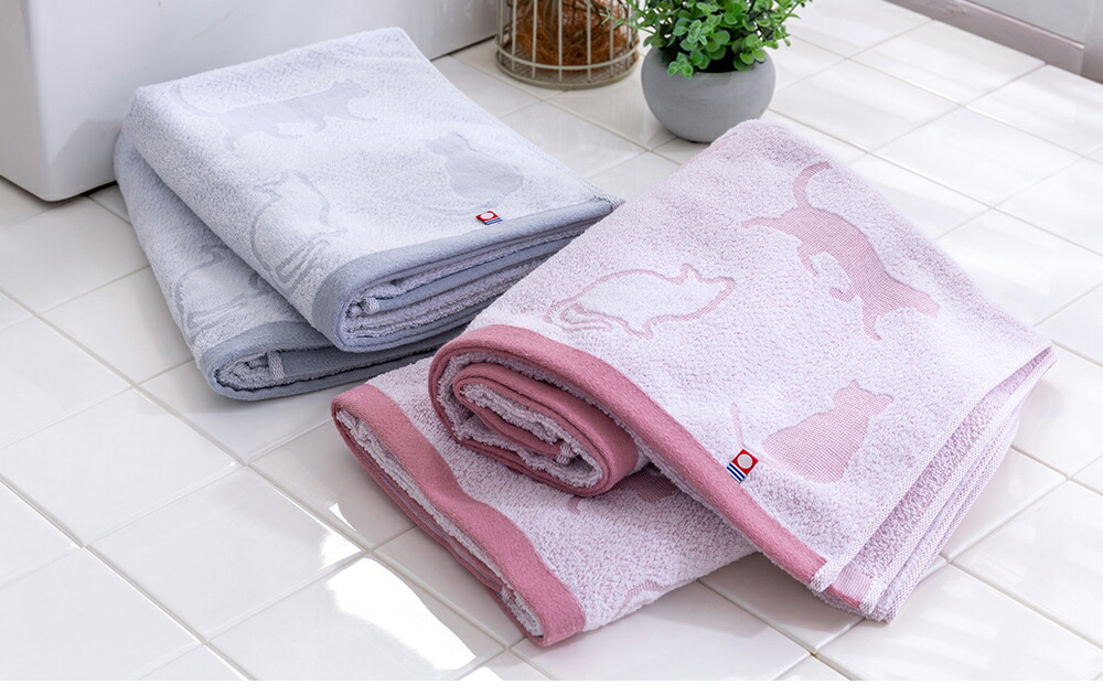 ヤマダモール | 今治タオル バスタオル 4枚組 60cm×110cm ネコ柄 今治