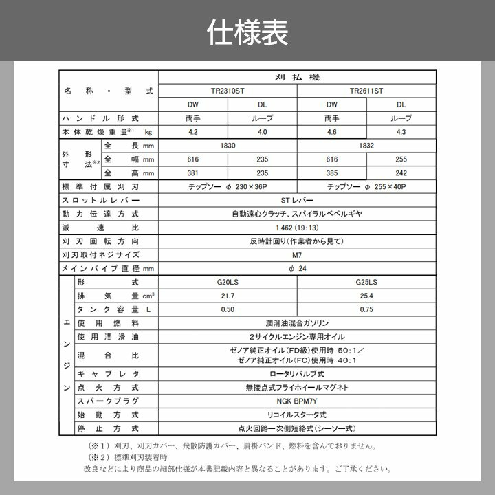 ゼノア 草刈機 エンジン 2サイクル TR2611STDWEZ 25.4cc 両手ハンドル