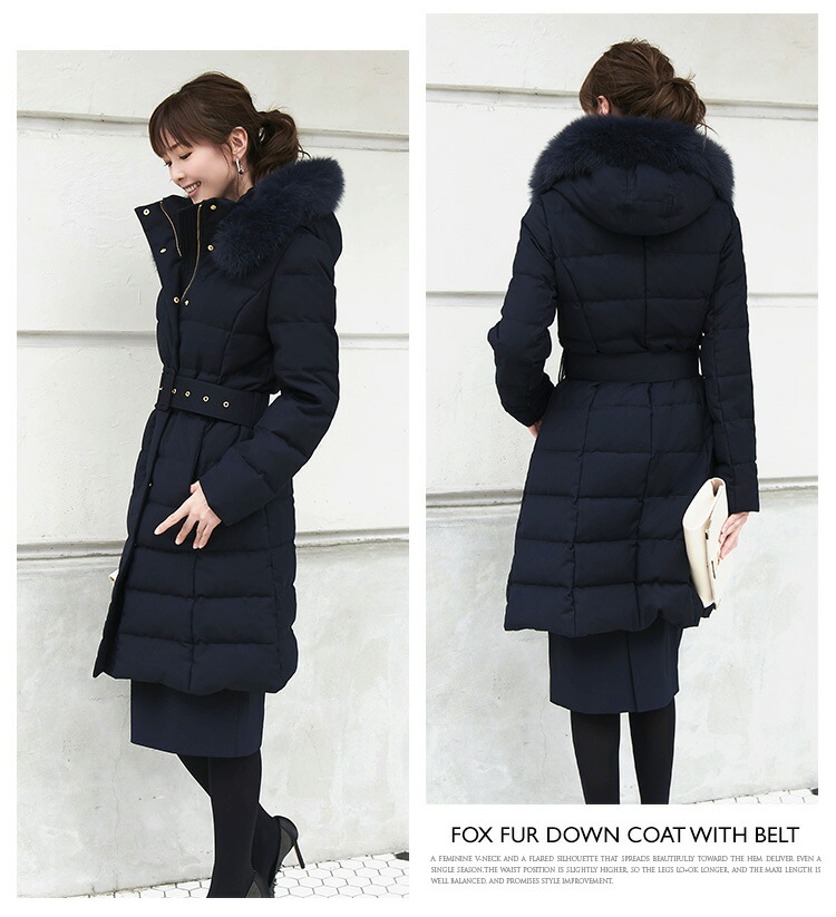 ベルト付きフォックスファーダウンコート「D786」-RUIRUE BOUTIQUE