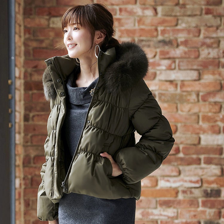 フォックスファーシャーリングダウンジャケット「D789」-RUIRUE BOUTIQUE