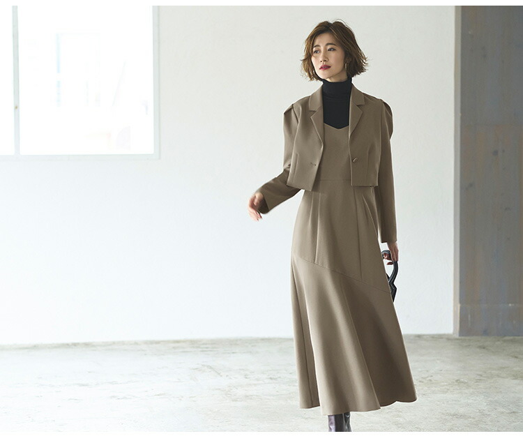 クロップドテーラードジャケット＆マーメイドワンピーススーツ「SU1189」