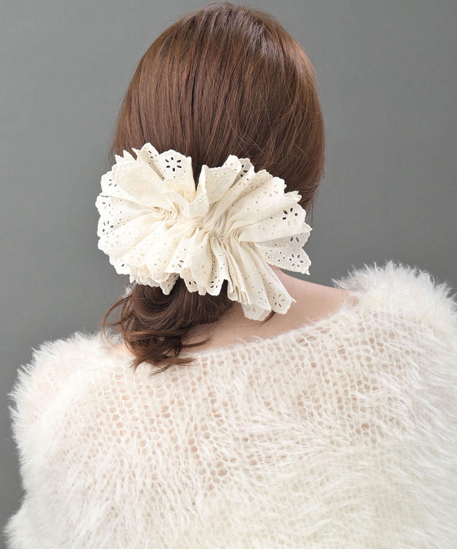 楽天市場】ビッグフリルバレッタ ヘアアクセ コットンレース