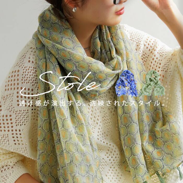 ヨーロピアン柄シアーストール ストール レディース スカーフ・(80