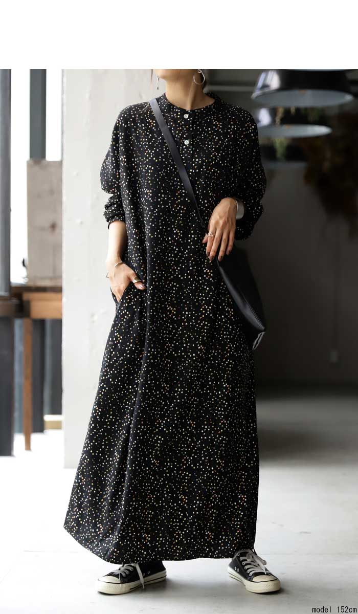 カラフルドットワンピース ワンピース 長袖 ロング 送料無料・再再販