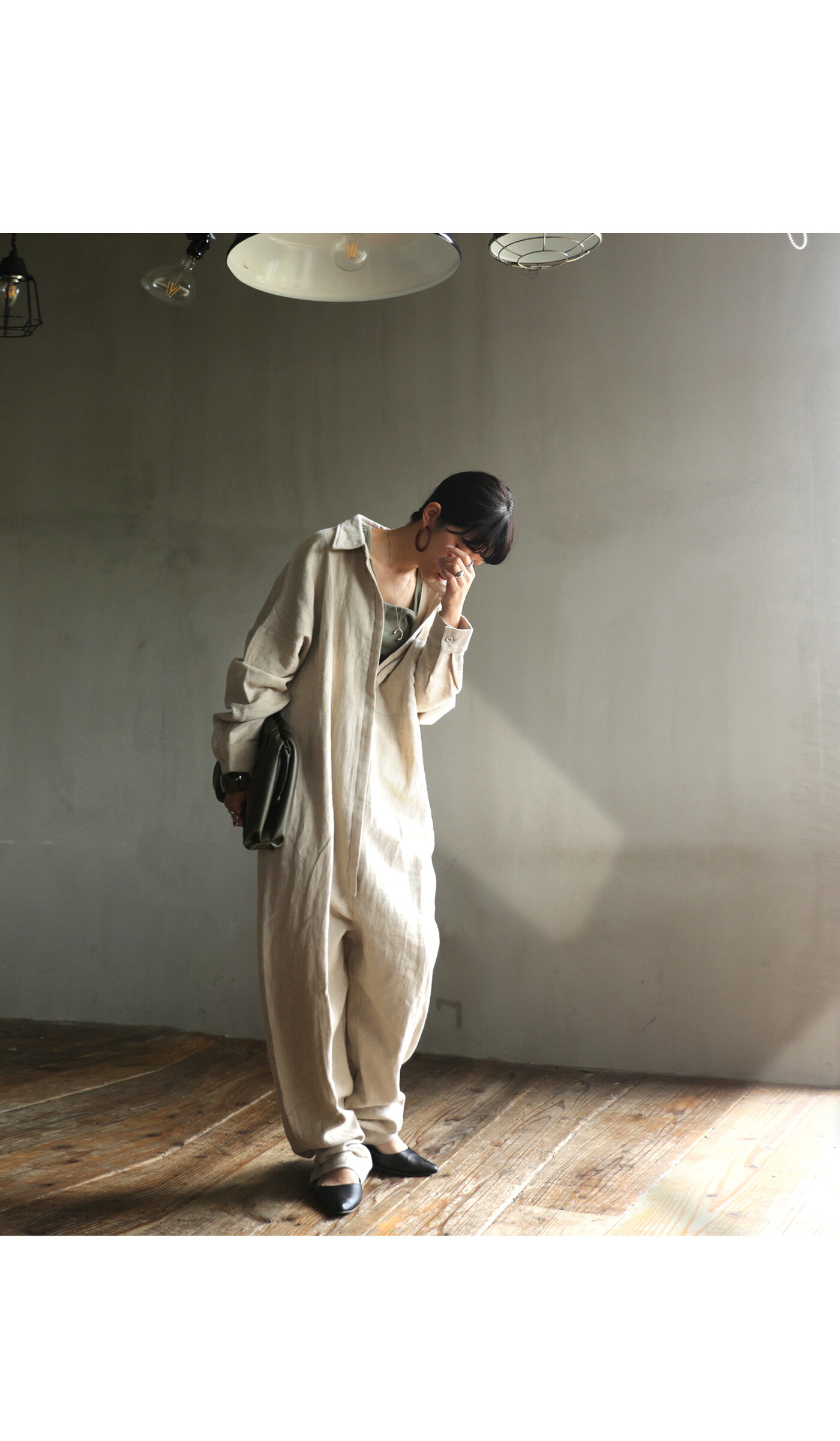 ジャンプスーツ リネン オールインワン レディース 送料無料・メール便