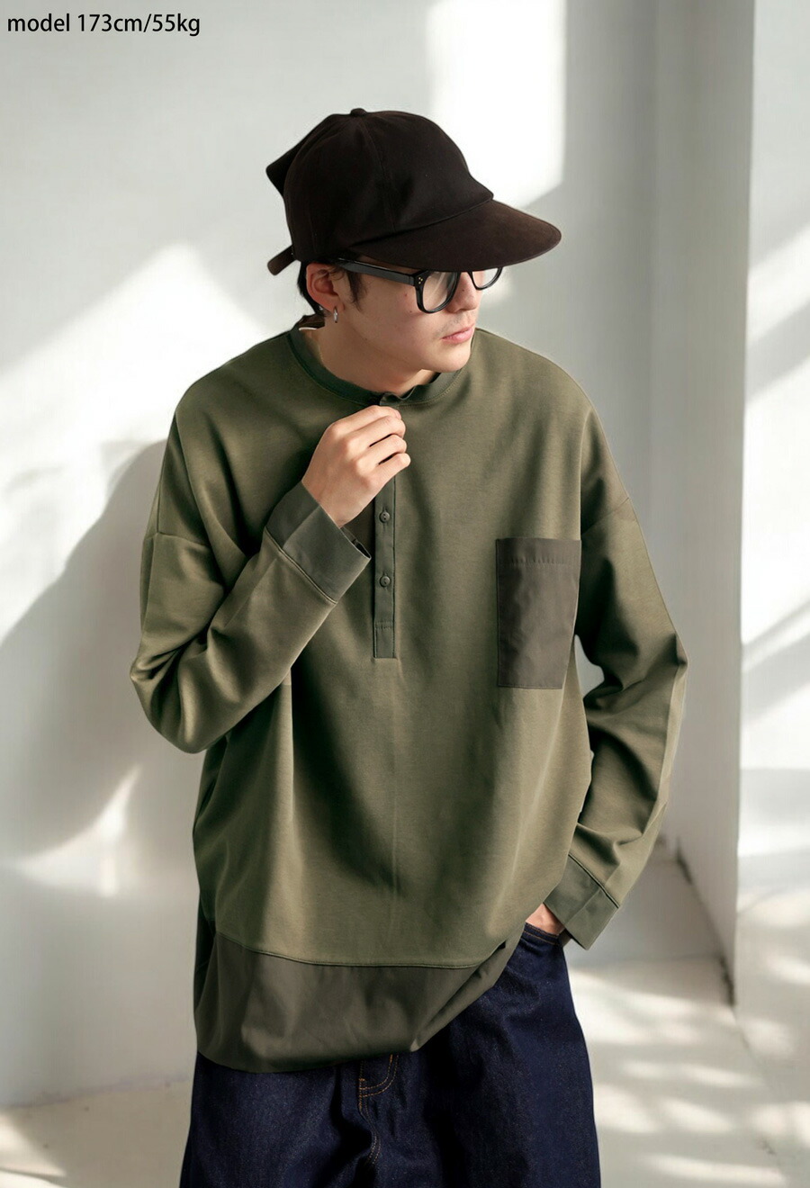 ヘンリーネック ドッキングトップス メンズ トップス 送料無料・再入荷