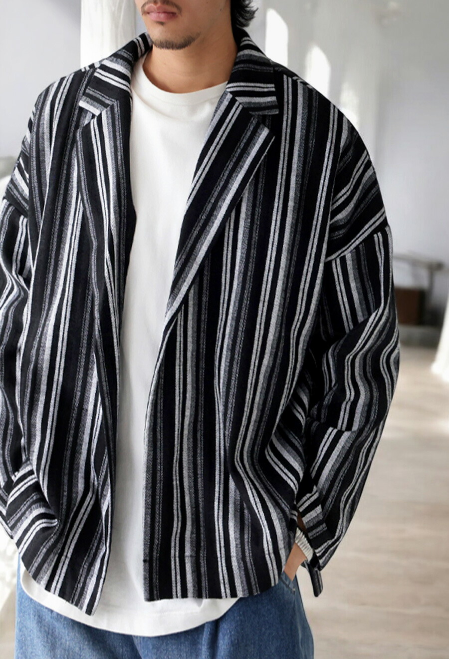 ストライプ柄ジャケット ジャケット メンズ 送料無料・メール便不可