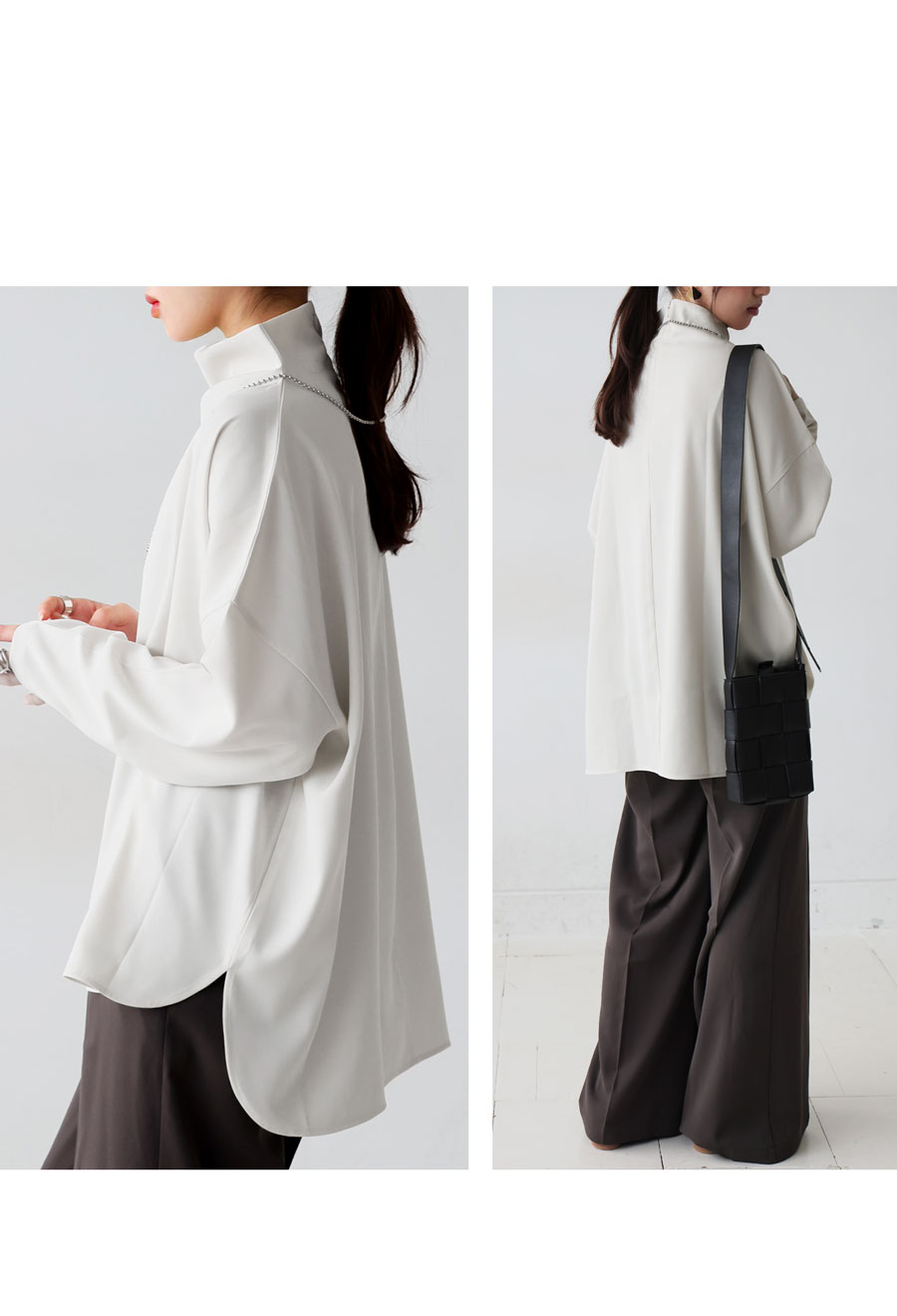 ハイネック トップス レディース 長袖 プルオーバー 送料無料・(100