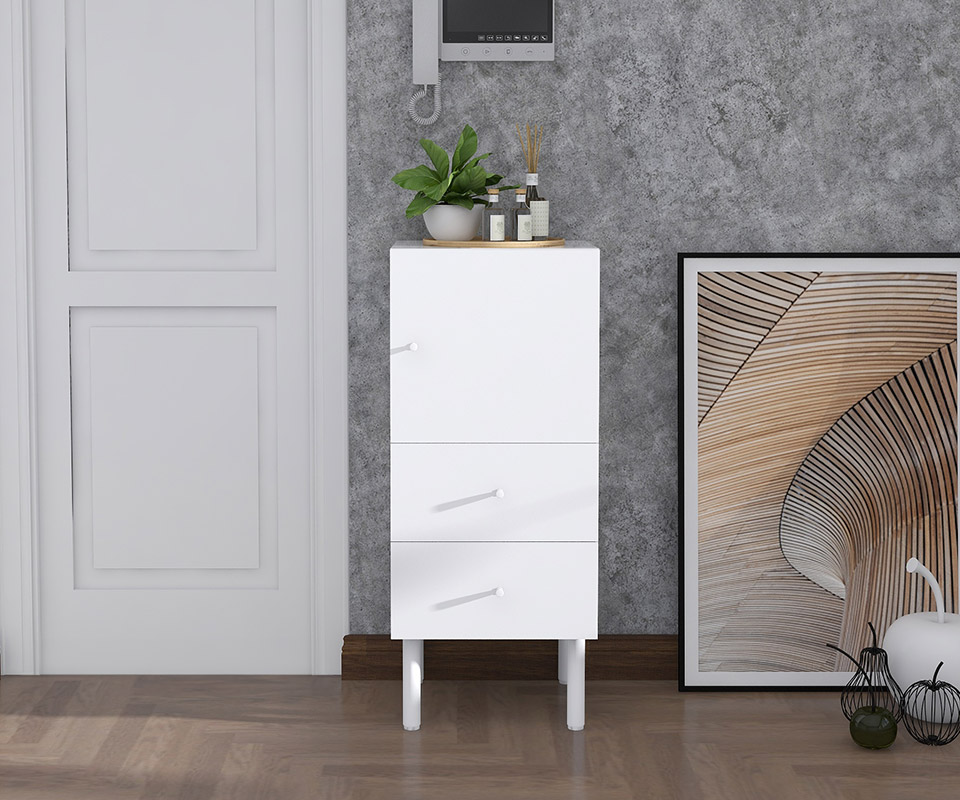 楽天市場】キャビネット 白 完成品 スリム 北欧 スリムキャビネット