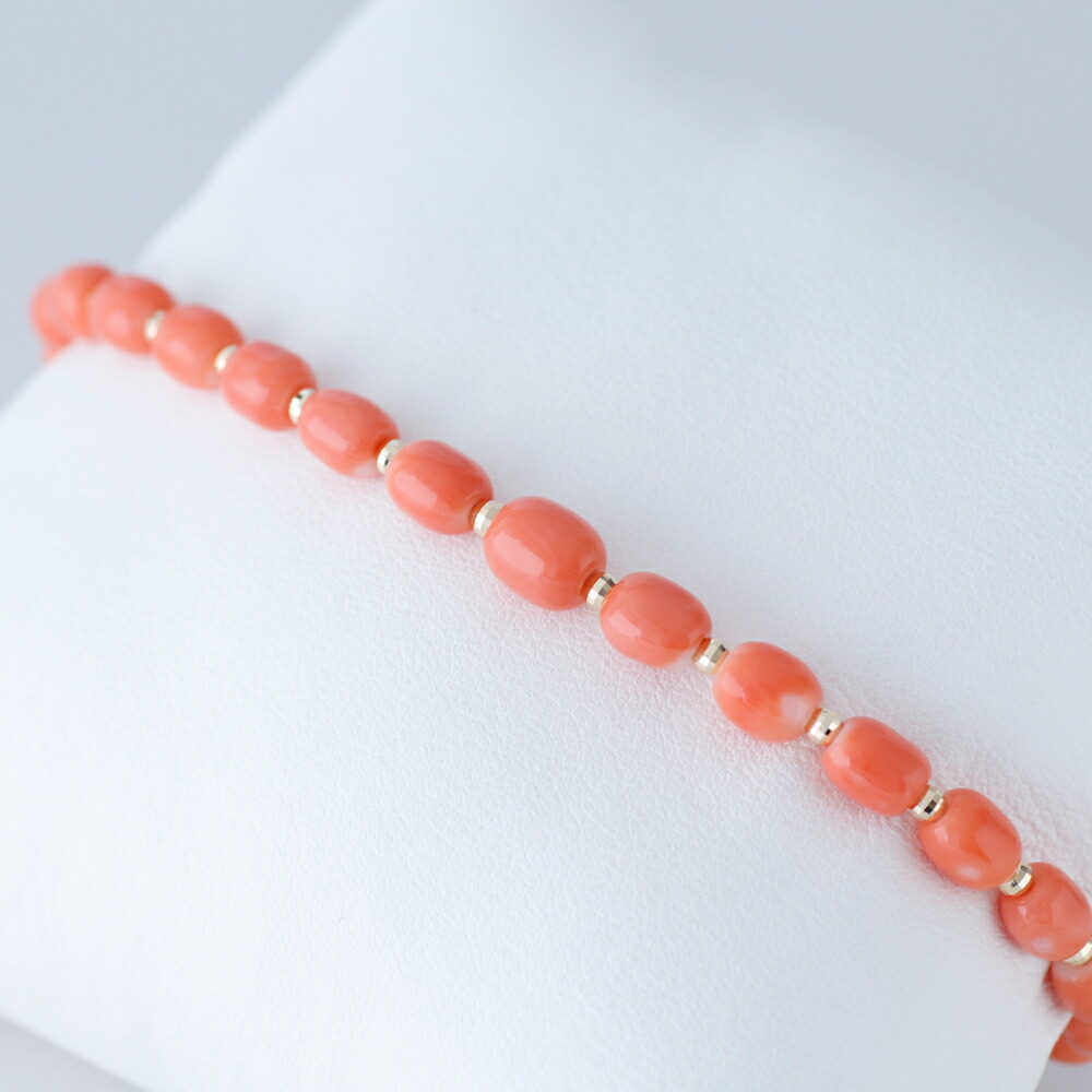 楽天市場】≪1年保証付き≫桃珊瑚 K18ミラーボール入りブレスレット