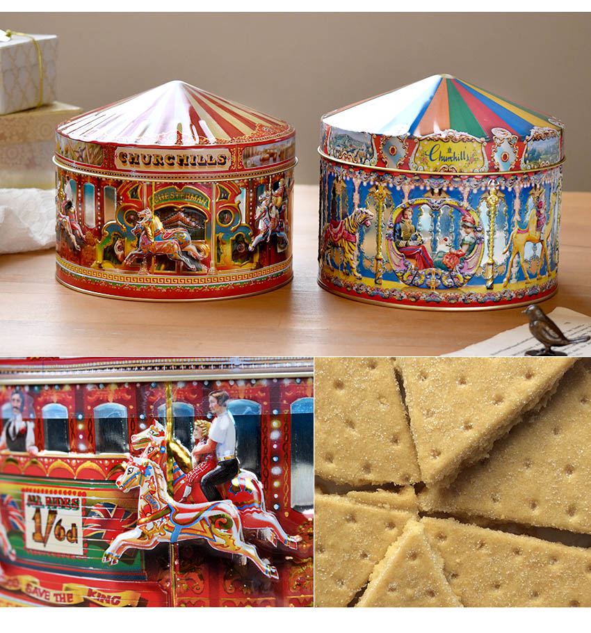楽天市場】チャーチル メリーゴーランド缶 ショートブレッド ティン缶