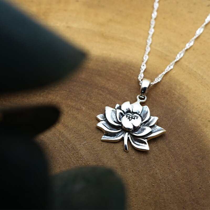 楽天市場】ネックレス レディース ロータス ペンダント シルバー925
