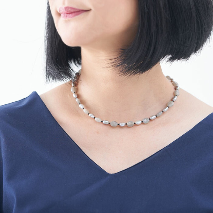 楽天市場】天然 ラブラドライト パール ネックレス スピネル 真珠