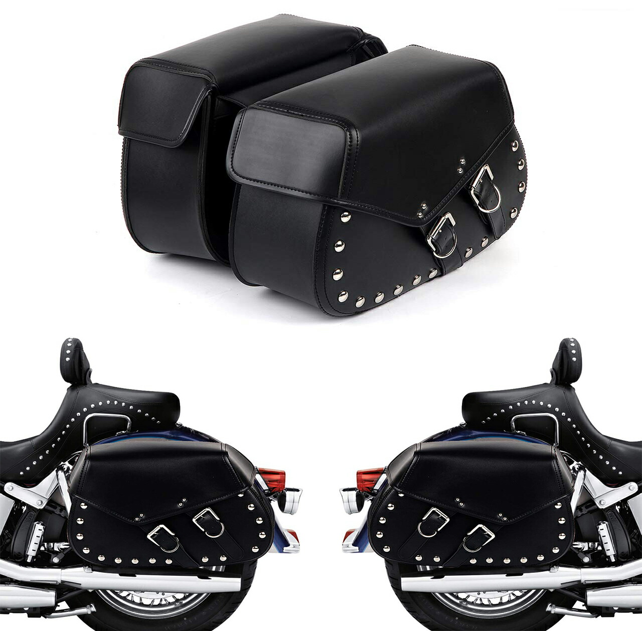 楽天市場】サイドバッグ バイク サドルバック 大容量 革 合皮 防水 2個
