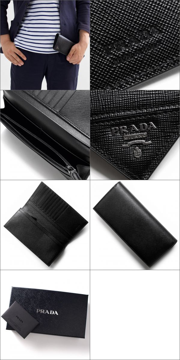 楽天市場】プラダ 長財布 財布 メンズ サフィアーノ メタル ブラック