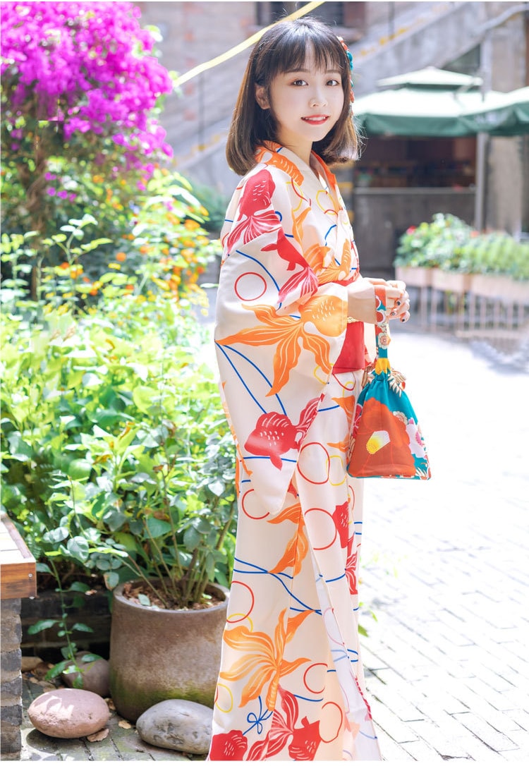 楽天市場】浴衣 レディース 金魚柄 8点セット 下駄 兵児帯