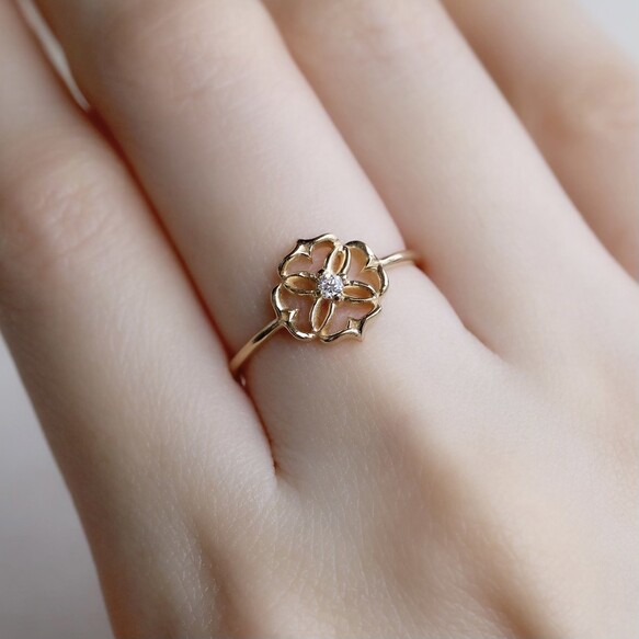 楽天市場】〈18金〉選べる誕生石のレース透かしリング K18 18K 18金