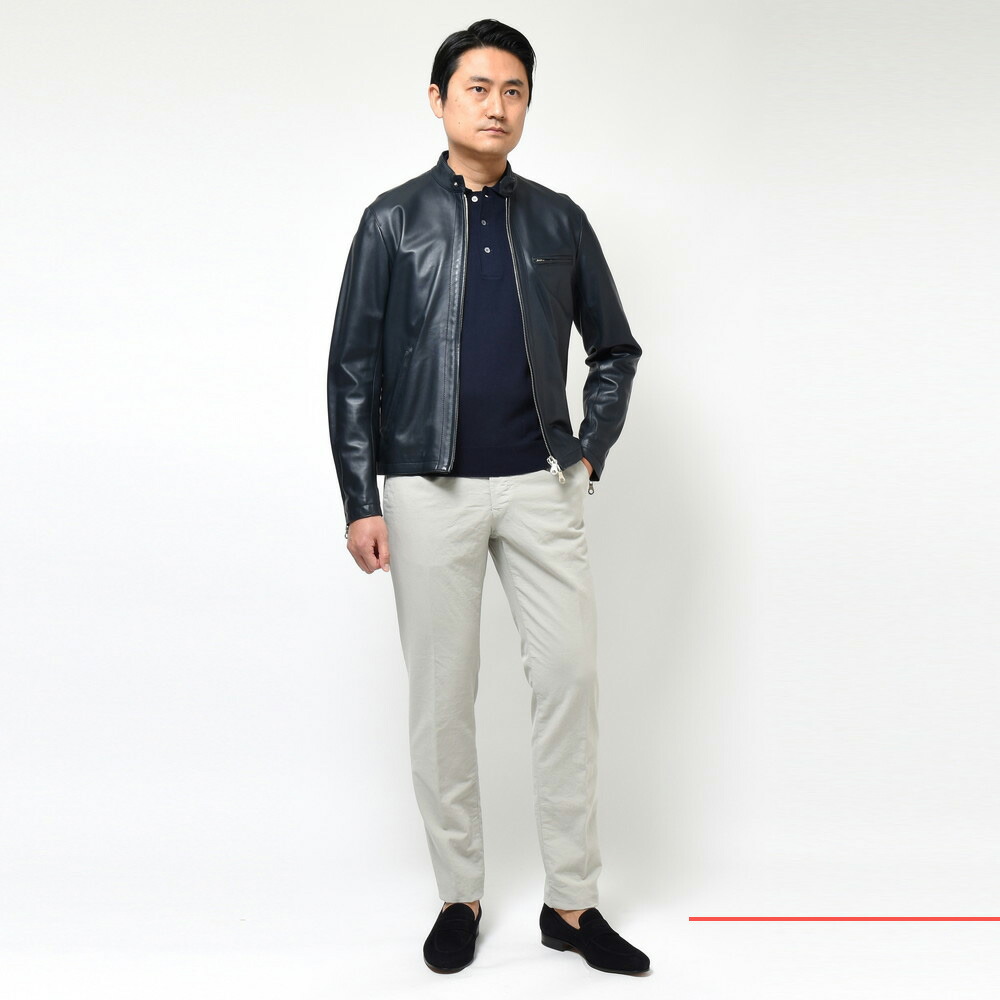 Cinquanta（チンクアンタ）ラムナッパレザースタンドカラーライダース