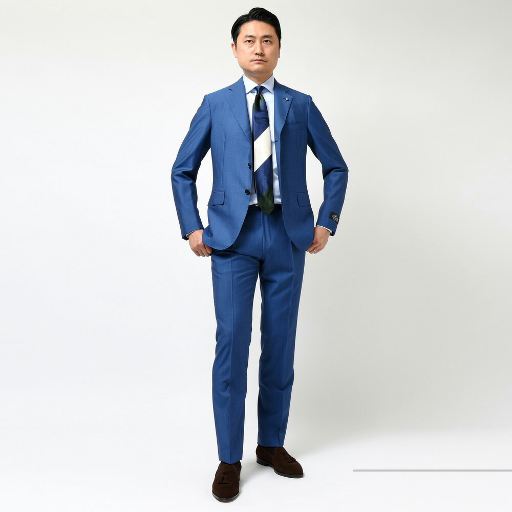 Belvest（ベルベスト）ウールモヘアピンヘッド3B1プリーツスーツ