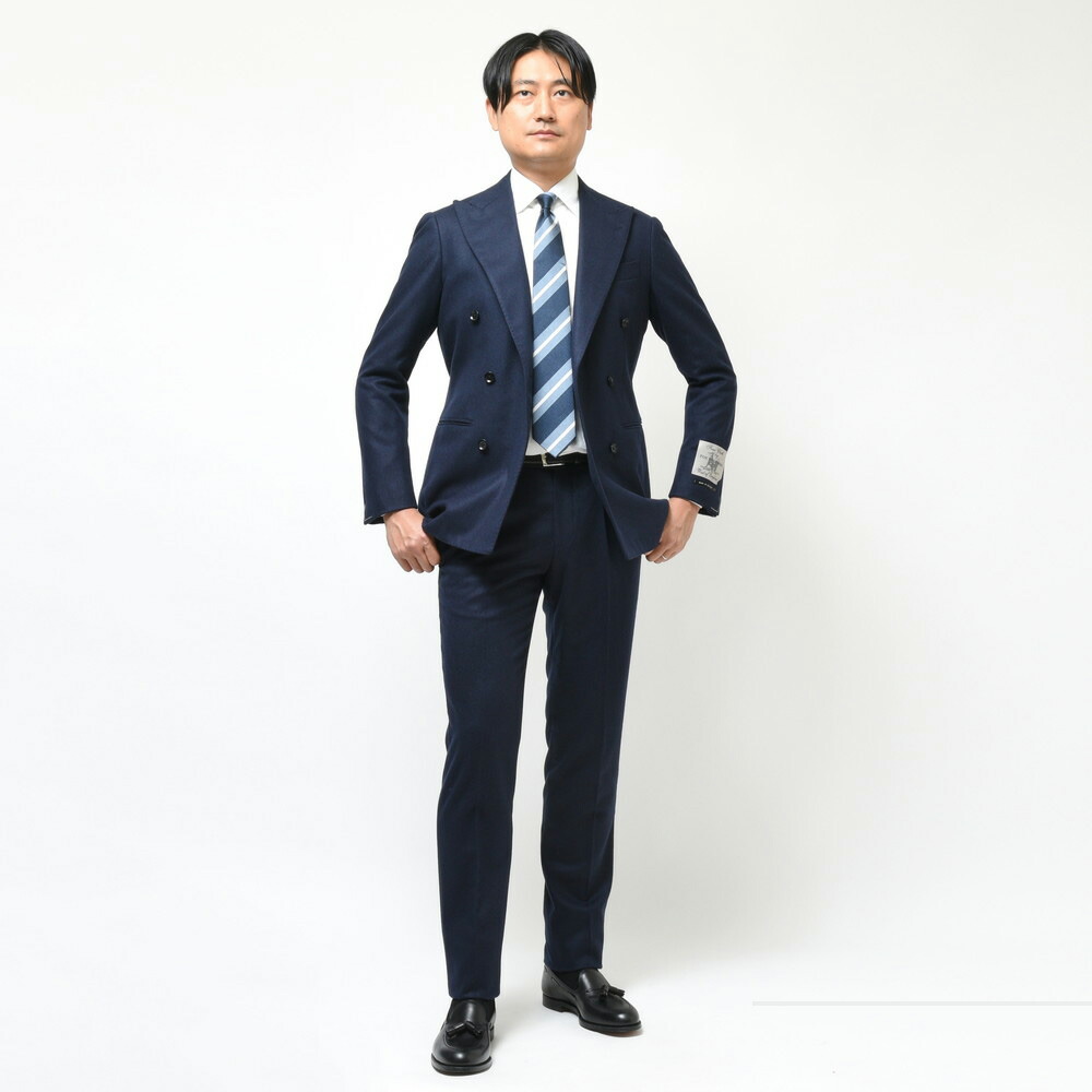 guji（グジ）ウールフランネル6B1プリーツダブルスーツ(MADE BY RING