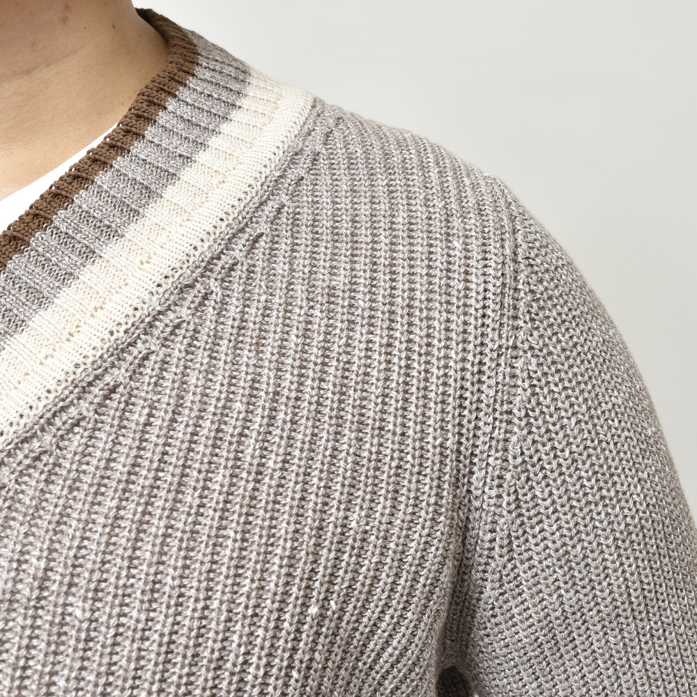 SALE】GRAN SASSO（グランサッソ）ローゲージリネンコットンVネック